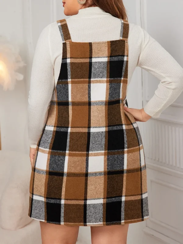 GIBSIE Plus Size Plaid Strap Dress Women New 2025 Autumn Winter Vintage Sleeveless Loose Mini A-Line Dresses Female Vestidos - Image 2