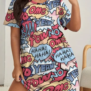 Summer High Stretch Women's Dresses Women's Home Sleeping Dresses Plus Size Loose Women's Dating Dresses Creative Printing