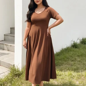 Women s Plus Size Maxi Dress with Floral Print and Off-Shoulder Design Ruffle Detail and Elastic Waist for Comfort