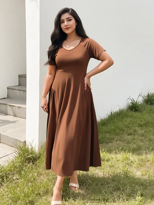 Women s Plus Size Maxi Dress with Floral Print and Off-Shoulder Design Ruffle Detail and Elastic Waist for Comfort