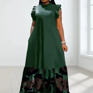 Wmstar Plus Size Dresses for Women Party Summer Clothes Patchwork Elegant Full Length Fashion Maxi Dress Wholesale Dropshipping