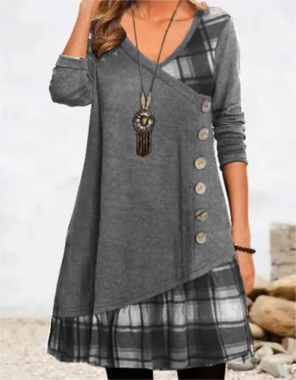 Dresses for Women European and American autumn and Winter Elegant Everyday Loose Party Dress Buttons Long Sleeve Dress - Image 3