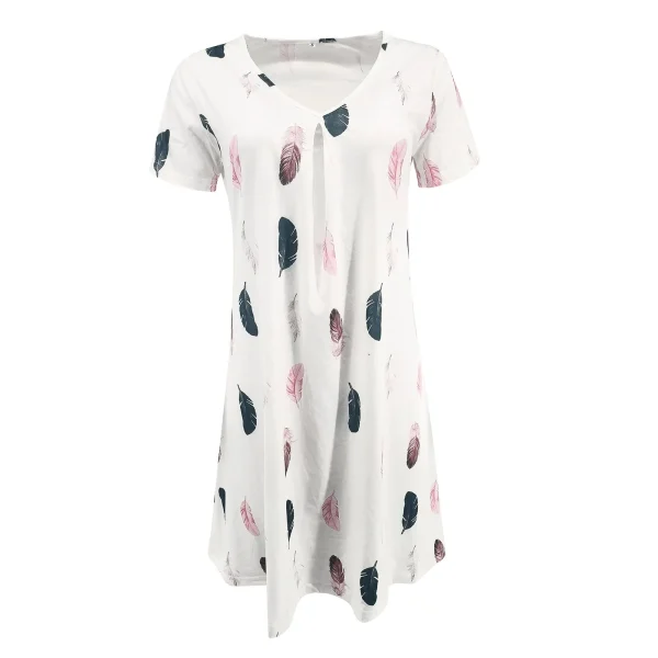 Feather Print Dresses Women Summer 2023 Clothing Short Sleeve V-Neck Mini Dress Elegant Bohemian Trendy Sundress Beach Vestidos - Image 3