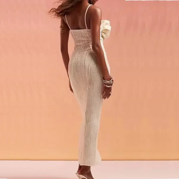 Women Patchwork Appliques Dress Sleeveless Sexy Backless Spring Summer Vacation Beach Stretch Party Long Bodycon - Image 3