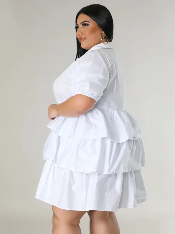 Wmstar Plus Size Dresses for Women Solid Summer Cute Elegant Midi Shirts Dress Fashion Birthday Outfits Wholesale Dropshipping - Image 3