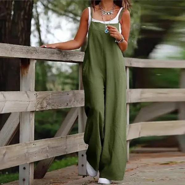 Oversized S-5XL Women Loose Overalls Summer Fashion Female Sleeveless Wide Leg Pant Suits JYFS-8130