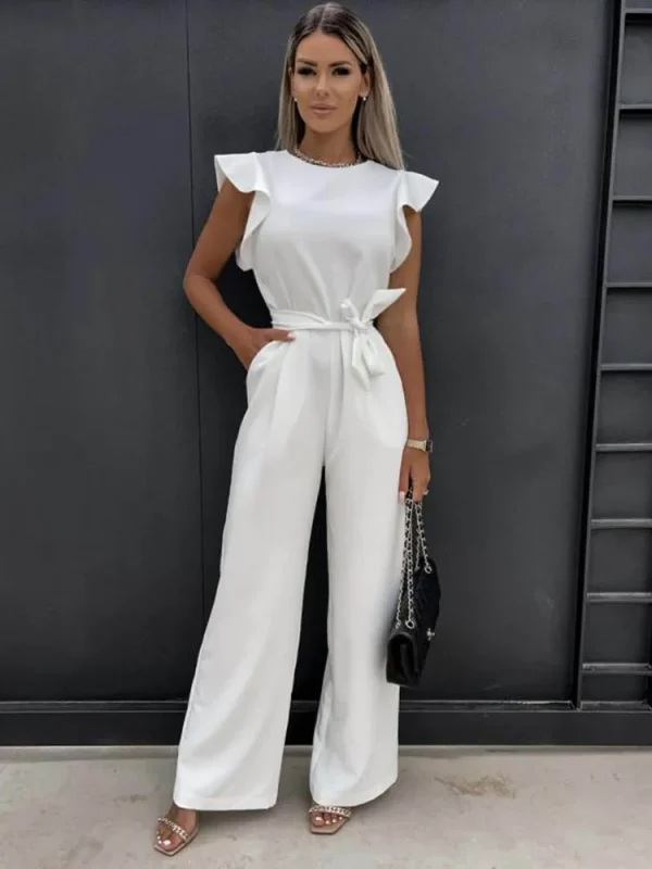 2025 Summer Short Sleeve Wide Leg Jumpsuit For Women Elegant Romper Vintage Streetwear Jumpsuits Overalls Women Jump Suit Woman - Image 3