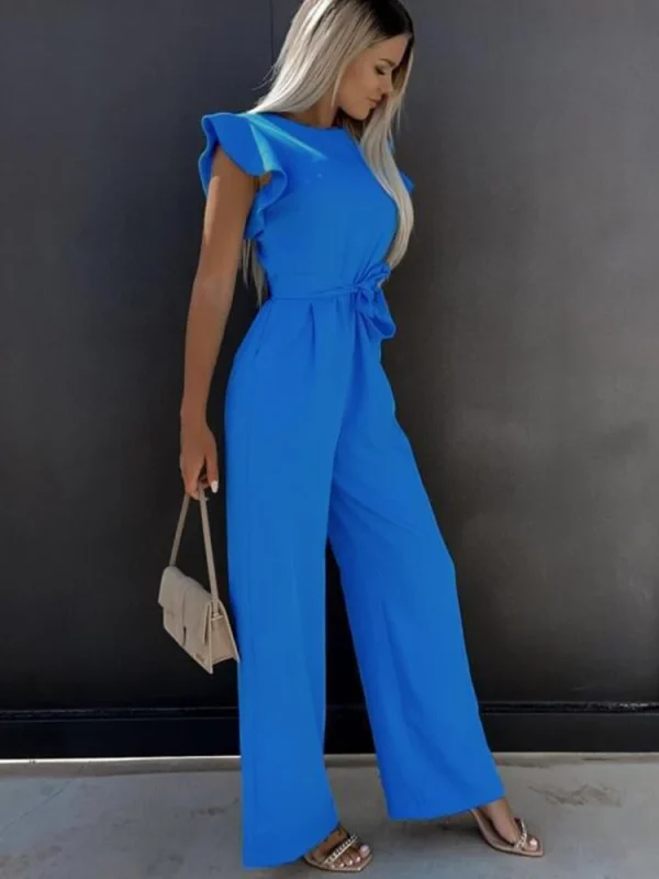 2025 Summer Short Sleeve Wide Leg Jumpsuit For Women Elegant Romper Vintage Streetwear Jumpsuits Overalls Women Jump Suit Woman - Image 5