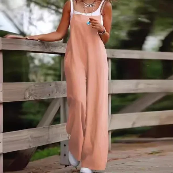 Oversized S-5XL Women Loose Overalls Summer Fashion Female Sleeveless Wide Leg Pant Suits JYFS-8130 - Image 3