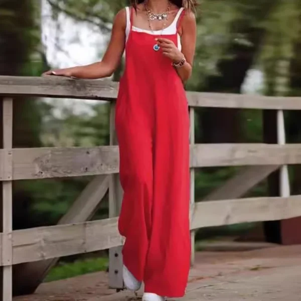 Oversized S-5XL Women Loose Overalls Summer Fashion Female Sleeveless Wide Leg Pant Suits JYFS-8130 - Image 5