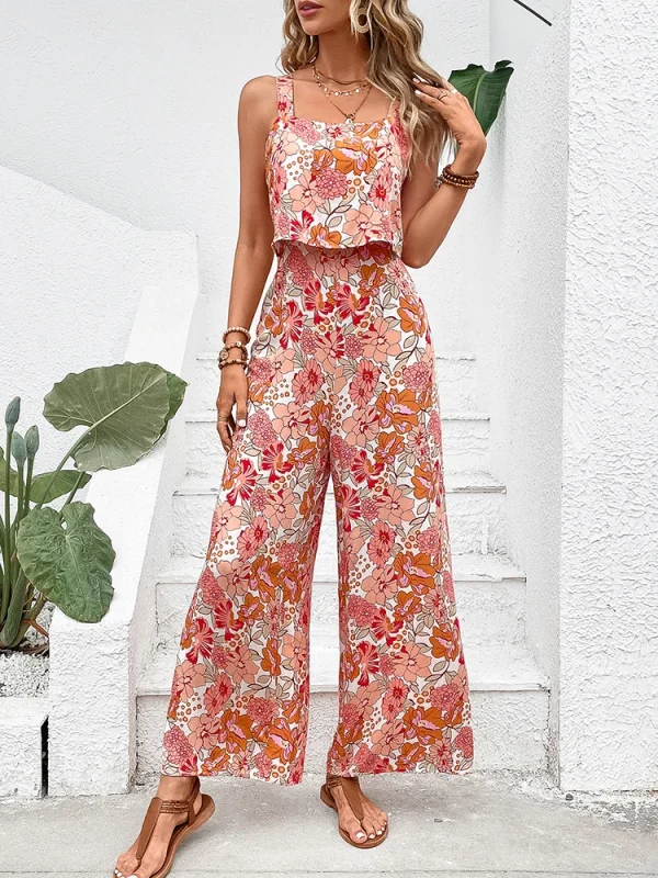 Elegant Long Jumpsuit Women Sexy Backless Wide Leg Jumpsuits Casual Sleeveless Floral Rompers Summer Clothes For Woman 2025 New - Image 2