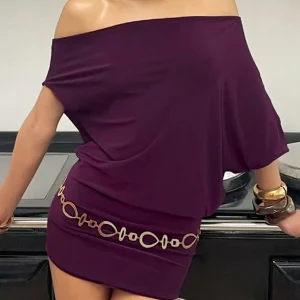 Fashion Solid Batwing Sleeve Women Causal Dresses Chic Design Hotsweet Summer New Shorts Dress