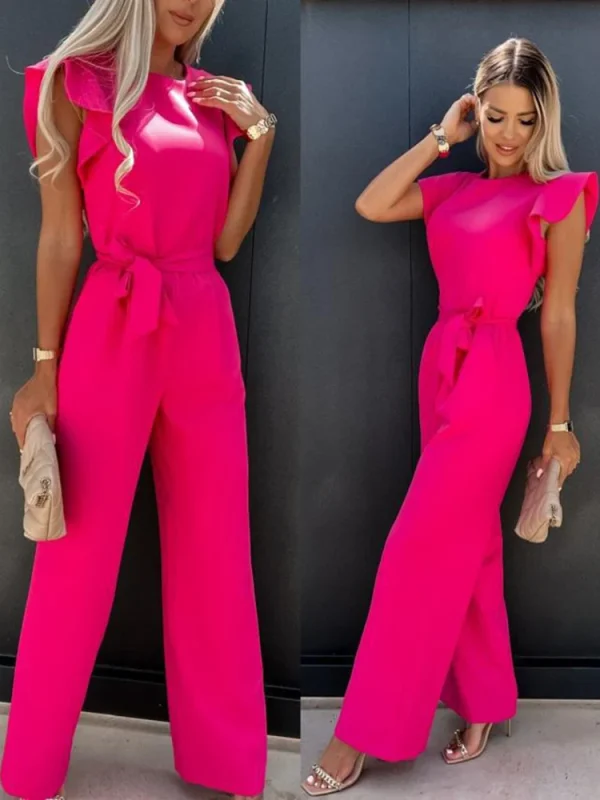 2025 Summer Short Sleeve Wide Leg Jumpsuit For Women Elegant Romper Vintage Streetwear Jumpsuits Overalls Women Jump Suit Woman - Image 6