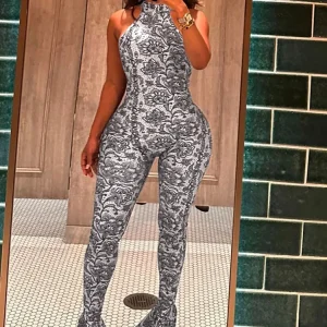 Weird Puss Peach Buttocks Jumpsuit Women Sexy Summer Backless Sleeveless Tight Arabesques Midnight Stretch Streetwear Overalls