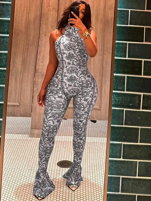 Weird Puss Peach Buttocks Jumpsuit Women Sexy Summer Backless Sleeveless Tight Arabesques Midnight Stretch Streetwear Overalls