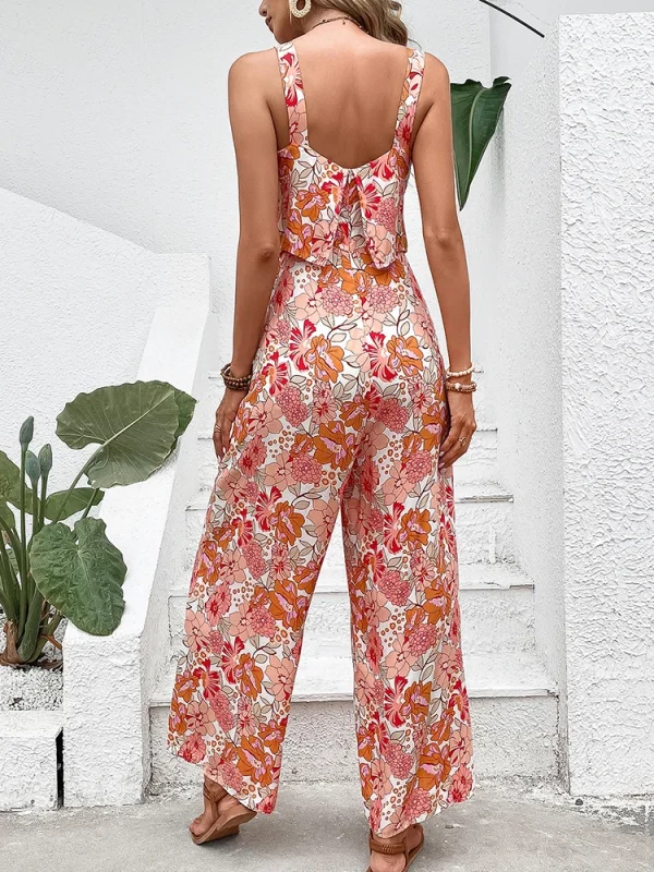Elegant Long Jumpsuit Women Sexy Backless Wide Leg Jumpsuits Casual Sleeveless Floral Rompers Summer Clothes For Woman 2025 New - Image 3