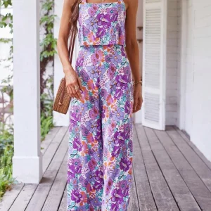 Summer Women's Print Jumpsuits,Sexy Halter Beach Long Jumpsuits,Jump Suit Woman,Jumpsuit Women Sexys,New 2025 Clothes,Rompers