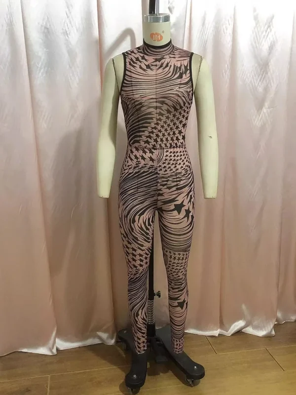 Weird Puss Stars Prints Jumpsuits Women 2025 Spring Trend o-Neck Skinny Backless Sleeveless Street Wild Classic Sporty Overalls - Image 2