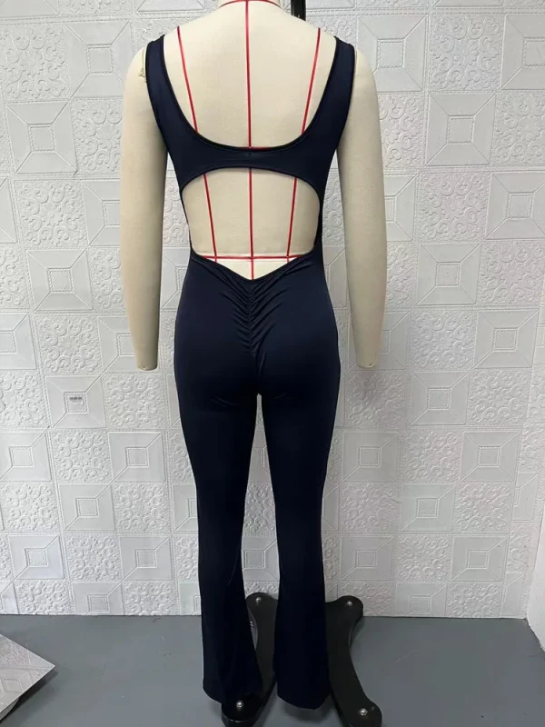 Women Slim Jumpsuits Summer Lady Slip Backless Seamless Wide Leg Full Pant Overalls Female Sporty Bodysuits YZXFS-W0728 - Image 3