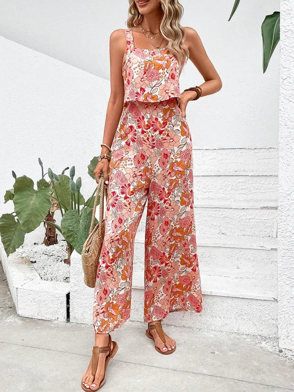 Elegant Long Jumpsuit Women Sexy Backless Wide Leg Jumpsuits Casual Sleeveless Floral Rompers Summer Clothes For Woman 2025 New - Image 4