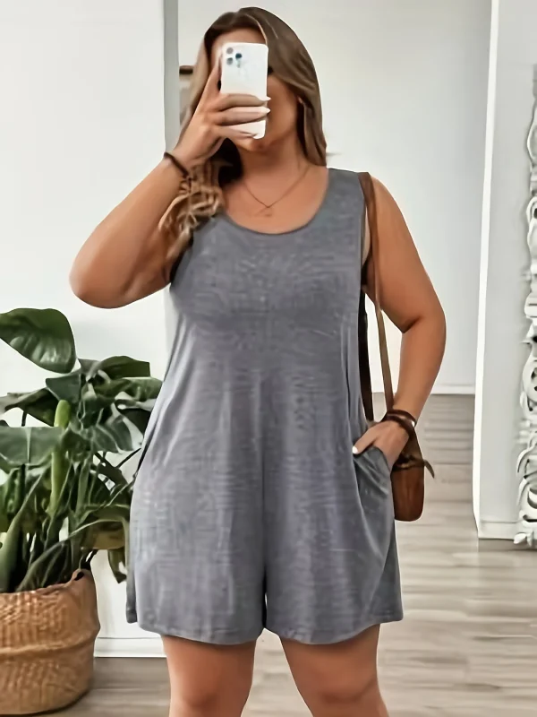 Women's plus size solid color sports simple daily knitted solid color jumpsuit casual comfortable cool