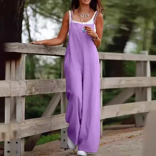 Oversized S-5XL Women Loose Overalls Summer Fashion Female Sleeveless Wide Leg Pant Suits JYFS-8130 - Image 4
