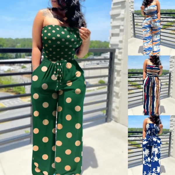 2024 Elegant Fashion Polka Dot Printing Jumpsuits Women Spring Autumn New Streetwear Casual Clothes Off Shoulder Overall Female - Image 3