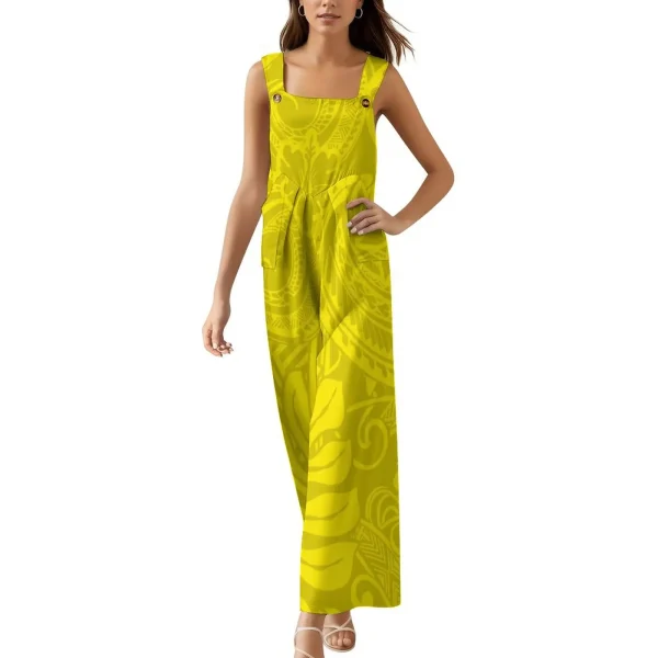 Island Style Hawaiian Floral Print Custom Outfit Women Jumpsuit Sexy Sling Jumpsuits Sexy Long Pant Strap Jumpsuit Lady Rompers - Image 2