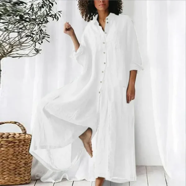 Cotton LinenWomen Jumpsuit Oversized Vintage Button Jumpsuit Summer Women Casual Beach Playsuit Wide Legs Pants Loose Romper - Image 5