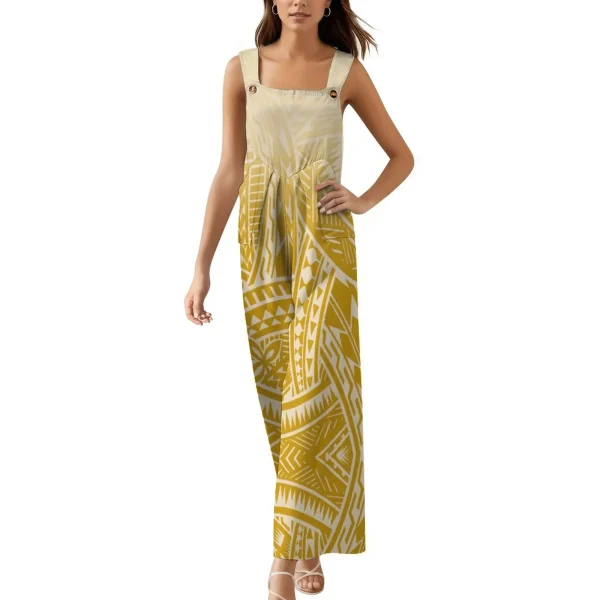 Island Style Hawaiian Floral Print Custom Outfit Women Jumpsuit Sexy Sling Jumpsuits Sexy Long Pant Strap Jumpsuit Lady Rompers - Image 3