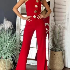 2025 New Women's Front Button Slim Fit Wide Leg Jumpsuit, Comfortable Fit, Fashionable and Casual Versatile Jumpsuit, Suitable F