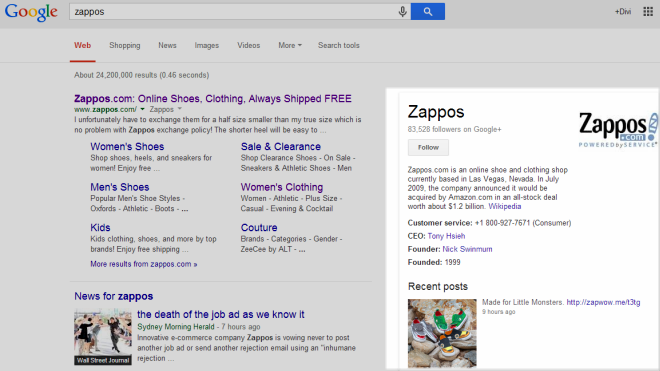 Knowledge graph with Zappos