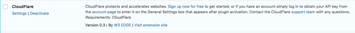 Activate CloudFlare CD Extension
