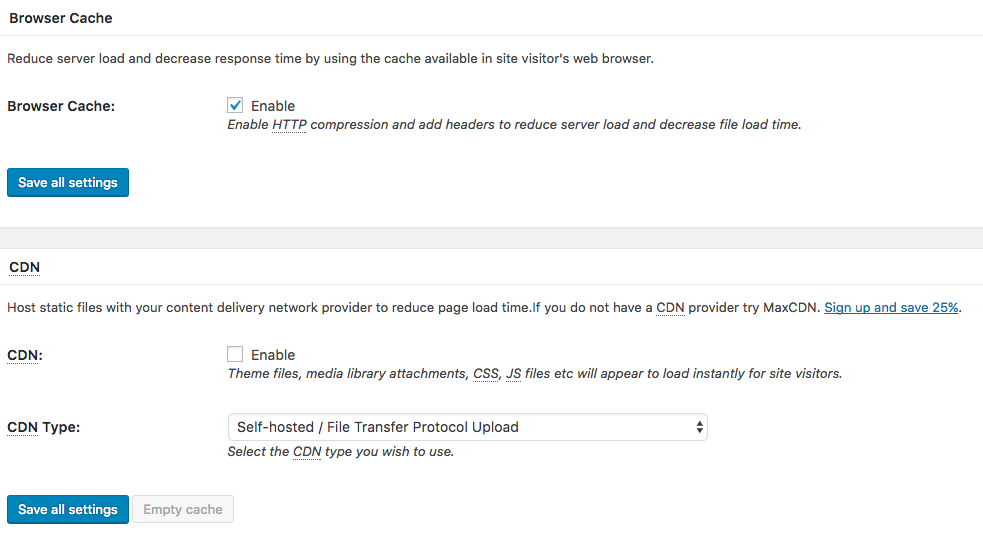 W3 Total plugin disable CDN