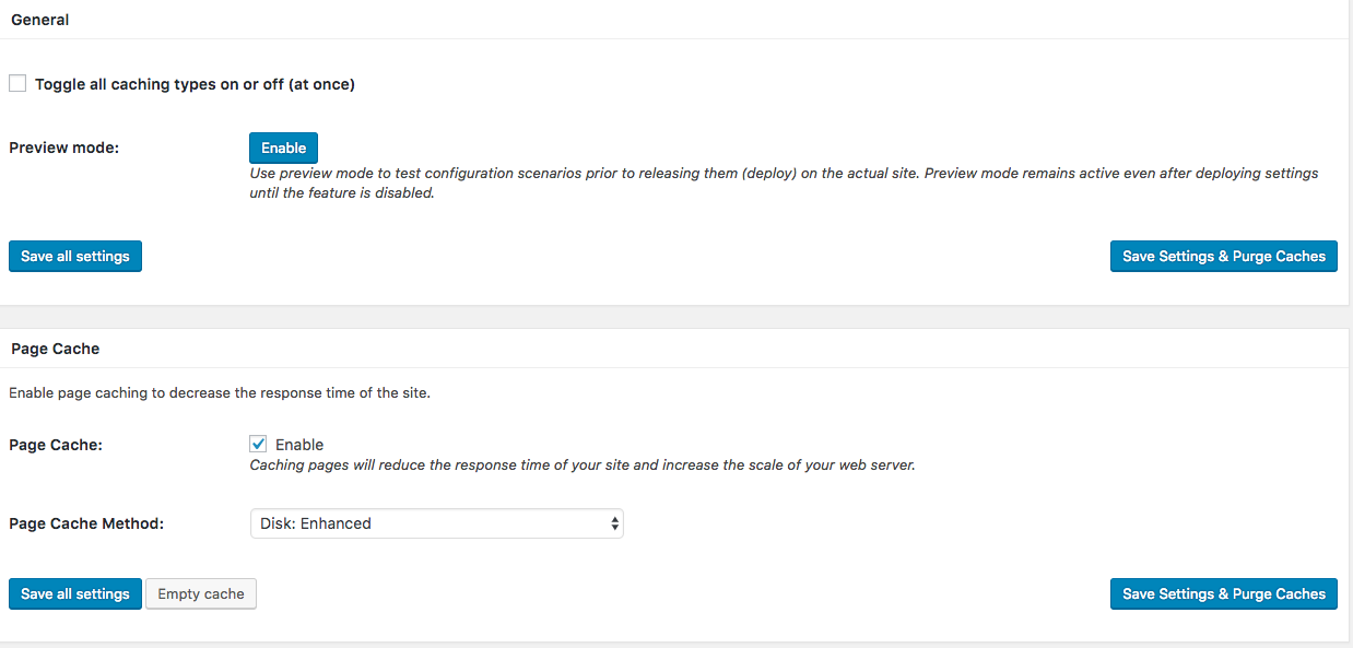 W3 Total plugin enable page cache