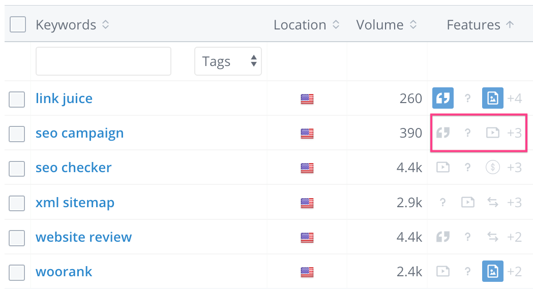 serp feature tracker