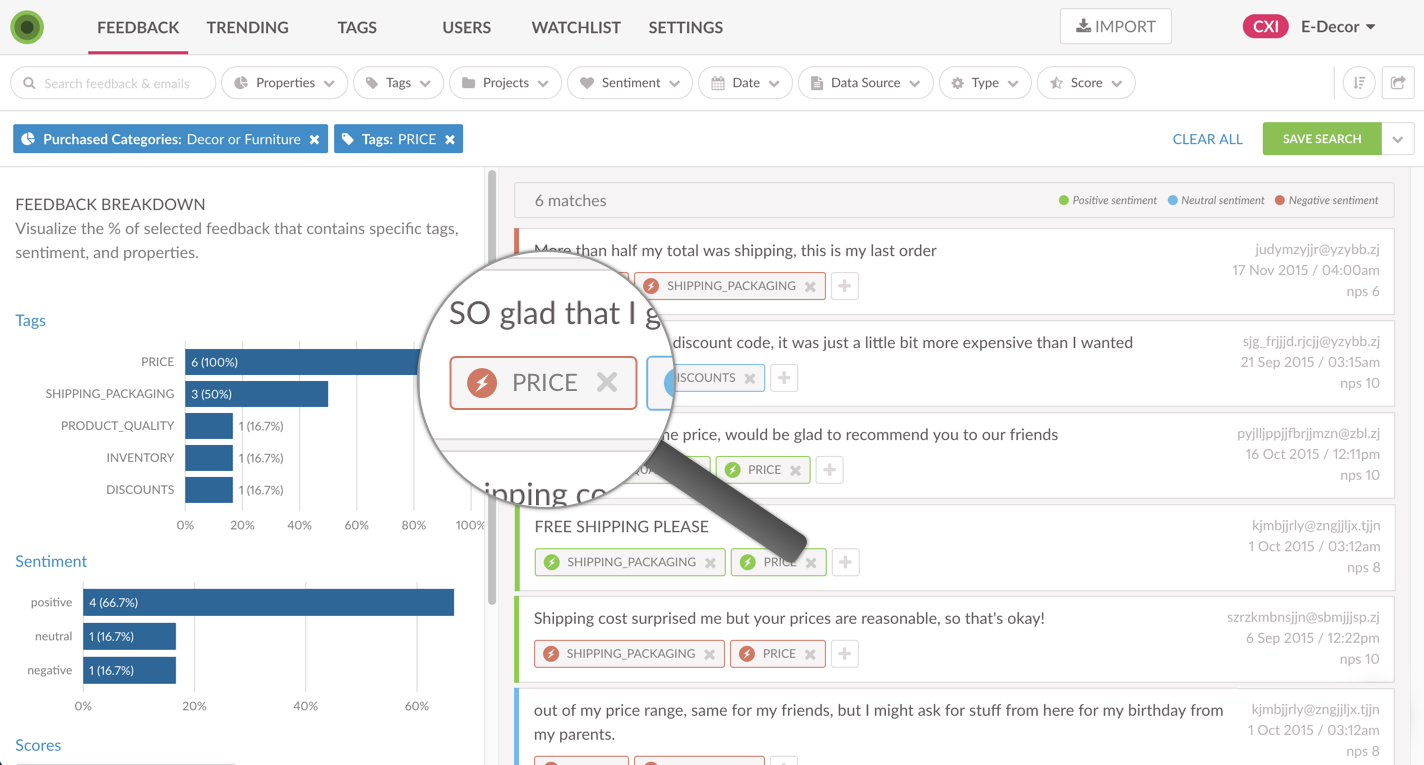 Feedback with Category Sentiment Tagged