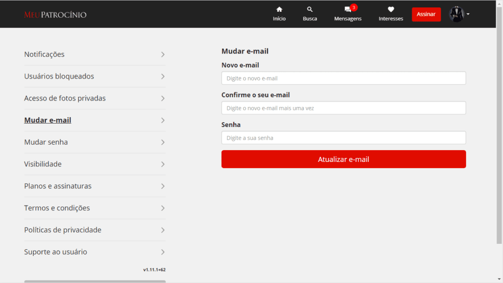 Como alterar meu email? Como alterar meu email?