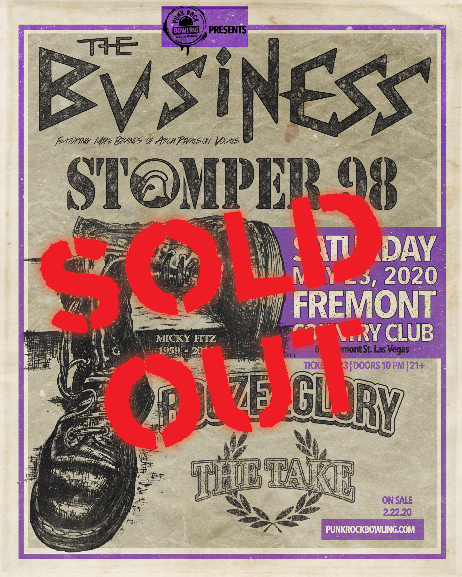 THE BUSINESS STOMPER 98 PUNK ROCK BOWLING 2020 sold out