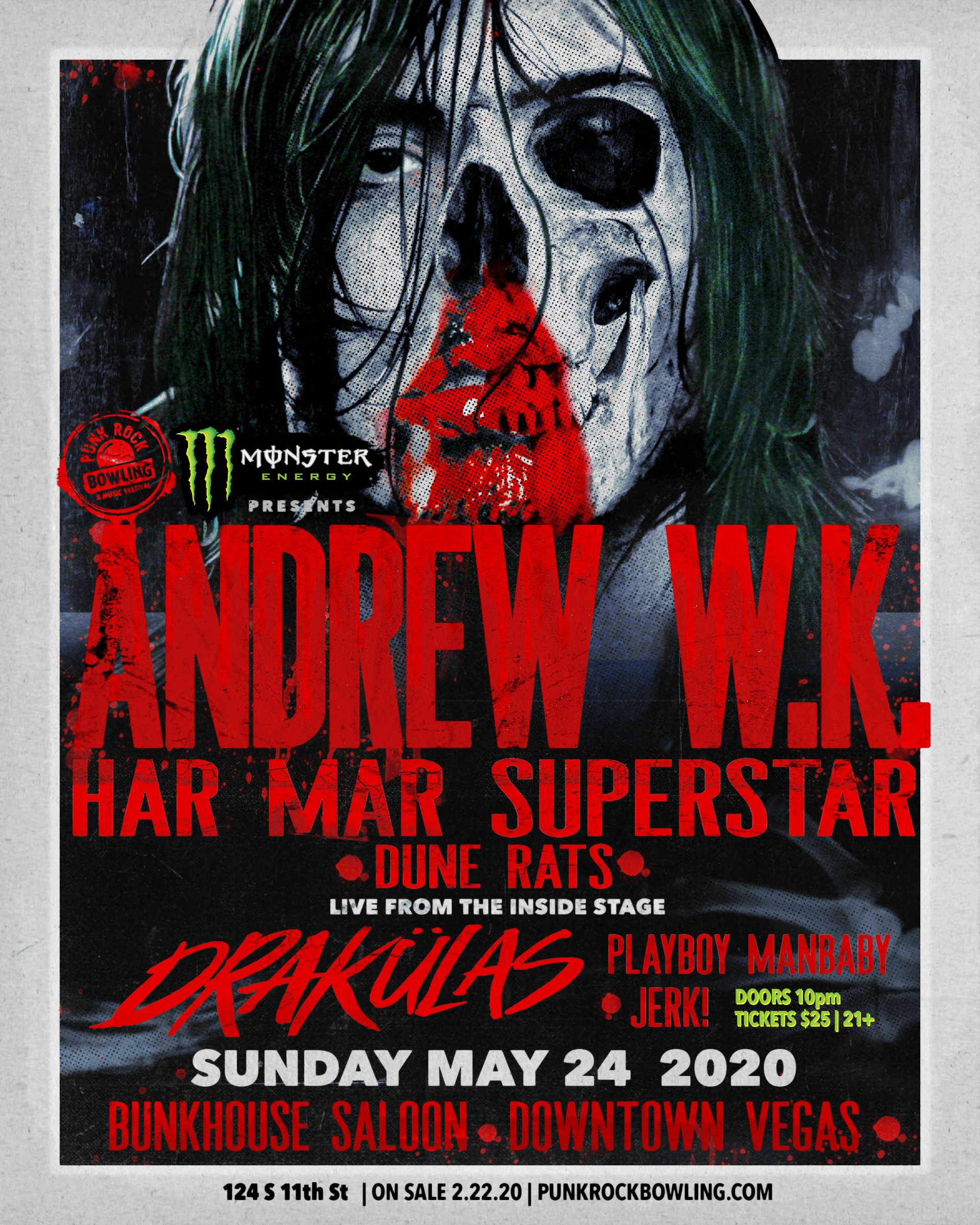 ANDREW WK HAR MAR SUPERSTAR PUNK ROCK BOWLING 2020