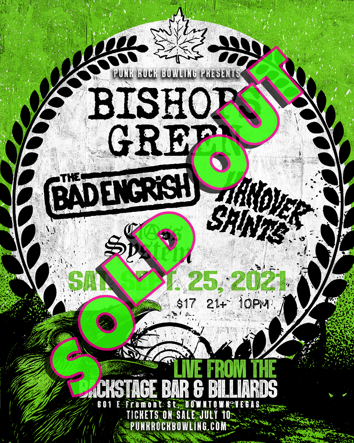 BISHOPS GREEN, THE BAD ENGRISH, HANOVER SAINTS, CLASS SYSTEM OI SHOW PUNK ROCK BOWLING 2021 AFTER PARTY SOLD OUT