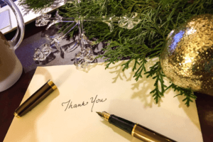 Handwritten thank you note for the holidays