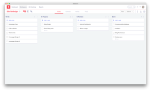 example of a scrum board using Redbooth's task list view
