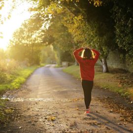 woman taking a walk in fall