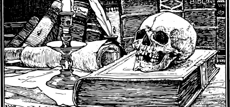 How to Understand Shakespeare: His Language & His Plays A skull on top of an old book illustrates how to understand Shakespeare