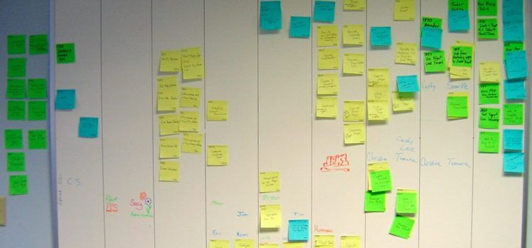 The 4 Benefits of Kanban + Why It’s Better Than a Checklist A white board with sticky notes and a Kanban chart.
