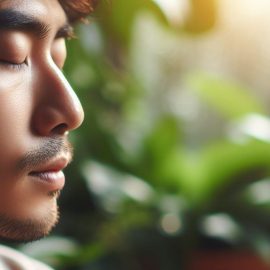 A man realizing the importance of self-discipline as he meditates and breathes.