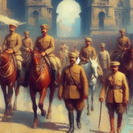 British soldiers marching into India with thousands of people as part of the expansion and consolidation of British power in India.