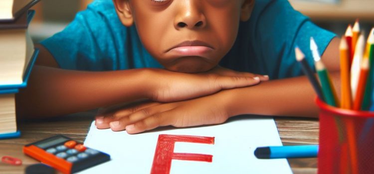 Overcoming the Fear of Failure: Reframe Your Idea of Defeat A sad boy with a paper labeled "F," failing to overcome a fear of failure