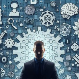 A man surrounded by gears as he unleashes his inner artist.
